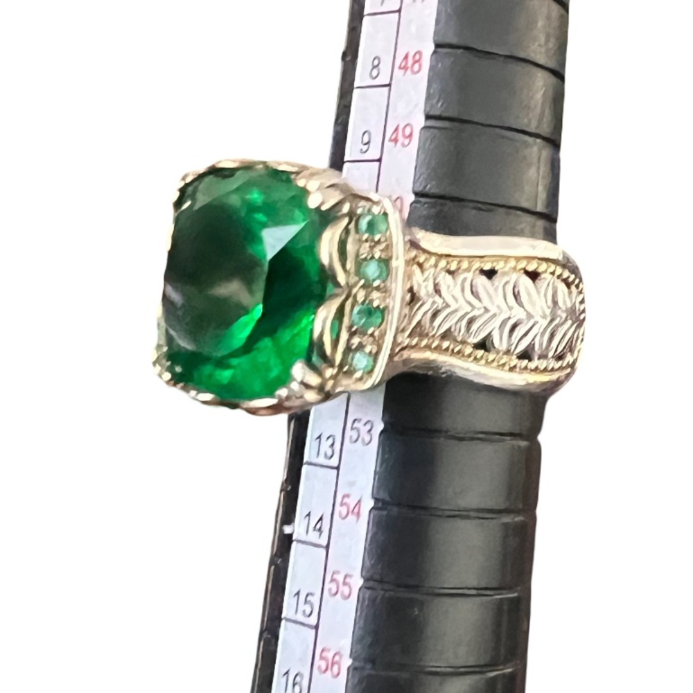 Gems En Vogue Sterling Silver Green Quartz Emerald Ring Size 6!